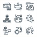 industrial process line icons. linear set. quality vector line set such as energy, warning, backlog, automation, assembly, worker Royalty Free Stock Photo