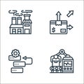 industrial process line icons. linear set. quality vector line set such as manufacturing, backlog, distribution