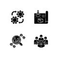 Industrial processes black glyph icons set on white space