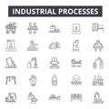 Industrial processes line icons, signs, vector set, outline illustration concept Royalty Free Stock Photo