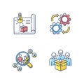 Industrial processes RGB color icons set Royalty Free Stock Photo