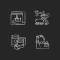 Industrial production chalk white icons set on black background