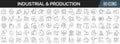 Industrial and production line icons collection. Big UI icon set in a flat design. Thin outline icons pack. Vector illustration Royalty Free Stock Photo