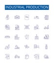 Industrial production line icons signs set. Design collection of Industry, Production, Manufacturing, Processing