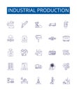 Industrial production line icons signs set. Design collection of Industry, Production, Manufacturing, Processing