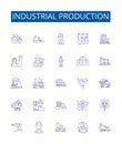 Industrial production line icons signs set. Design collection of Industry, Production, Manufacturing, Processing