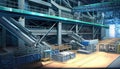 industrial production plant facility cartoon style generative AI