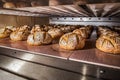 Industrial production of traditional rye bread baking in electric oven