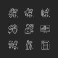 Industrial production worker chalk white icons set on black background Royalty Free Stock Photo