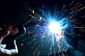 Industrial professional worker welding metal Royalty Free Stock Photo