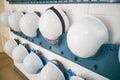 Industrial protection white safety helmet and goggles storage in