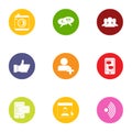 Industrial question icons set, flat style Royalty Free Stock Photo