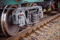 Industrial rail train wheels closeup technology train rail road.