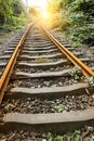 Industrial railway track in daytime Royalty Free Stock Photo