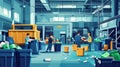 Industrial Recycling Plant: Workers Sorting Waste for a Cleaner Future Royalty Free Stock Photo