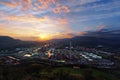 Industrial refinery at sunrise Royalty Free Stock Photo