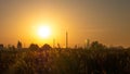 Industrial refinery during the sunrise. Royalty Free Stock Photo