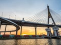 Industrial ring bridges in Bangkok under twilight sky Royalty Free Stock Photo