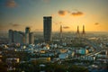 Industrial Ring Road Expressway and Bhumibol Bridge, Bangkok Cityscape in the evening Royalty Free Stock Photo