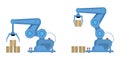 Industrial robot arm flat vector illustration