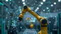 An industrial robot arm and IoT communication network concept. INDUSTRY4.0. Royalty Free Stock Photo