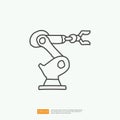 industrial robot arm machine doodle icon. engineering related doodle concept symbol sign. stroke line vector illustration