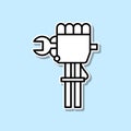 Industrial robot artificial intelligence sticker icon. Simple thin line, outline vector of Artifical intelligence icons for ui and