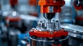 Industrial robot assembling mechanical parts in a factory setting