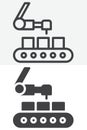 Industrial robot automation line and solid vector icon set Royalty Free Stock Photo