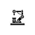 Industrial robot black icon concept. Industrial robot flat vector symbol, sign, illustration. Royalty Free Stock Photo