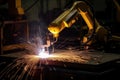 industrial robot performing a delicate and precise welding operation