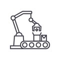 Industrial robot sign vector line icon, sign, illustration on background, editable strokes