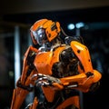 Industrial robot providing automated work at high tech factory. Generative AI