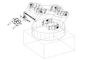 Industrial Robotic Arm Architect Blueprint - isolated