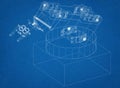 Industrial Robotic Arm Architect Blueprint Royalty Free Stock Photo