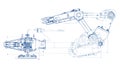 Industrial Robotic Arm Blueprint Vector for Automation, vector design Generative AI Royalty Free Stock Photo