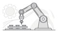 Industrial Robotic Arm Working on a Production Line, vector design Generative AI Royalty Free Stock Photo