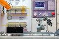 Industrial robotics automation working via conveyor belt on smart factory, Royalty Free Stock Photo