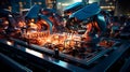 Industrial robots assembling and welding components on a production line. Generative Ai Royalty Free Stock Photo