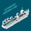 Assembly Line Isometric Background Royalty Free Stock Photo