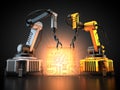 Industrial robots with circuit board Royalty Free Stock Photo