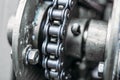 Industrial roller chain, macro photo close up