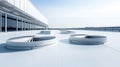 Industrial rooftop showcasing modern ventilation systems under a clear and vibrant blue sky.