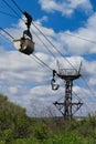 industrial ropeway, trolleys funiculars for bulk cargo transportation Royalty Free Stock Photo