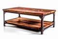 Industrial Rustic Fusion: Distressed Wood Coffee Table with Metal Accents