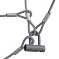 Industrial Safety Lock, Interlocked Steel Wire Loop Ropes Closeup, Isolated, Large Detailed Macro Closeup