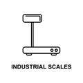 industrial scales icon. Element of measuring instruments icon with name for mobile concept and web apps. Thin line industrial scal
