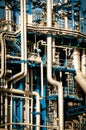 Industrial scene: refinery piping details Royalty Free Stock Photo