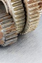 Industrial scratched metal background with grunge gear cogwheels Royalty Free Stock Photo