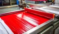 Industrial Screen Printing with Vibrant Red Ink Royalty Free Stock Photo